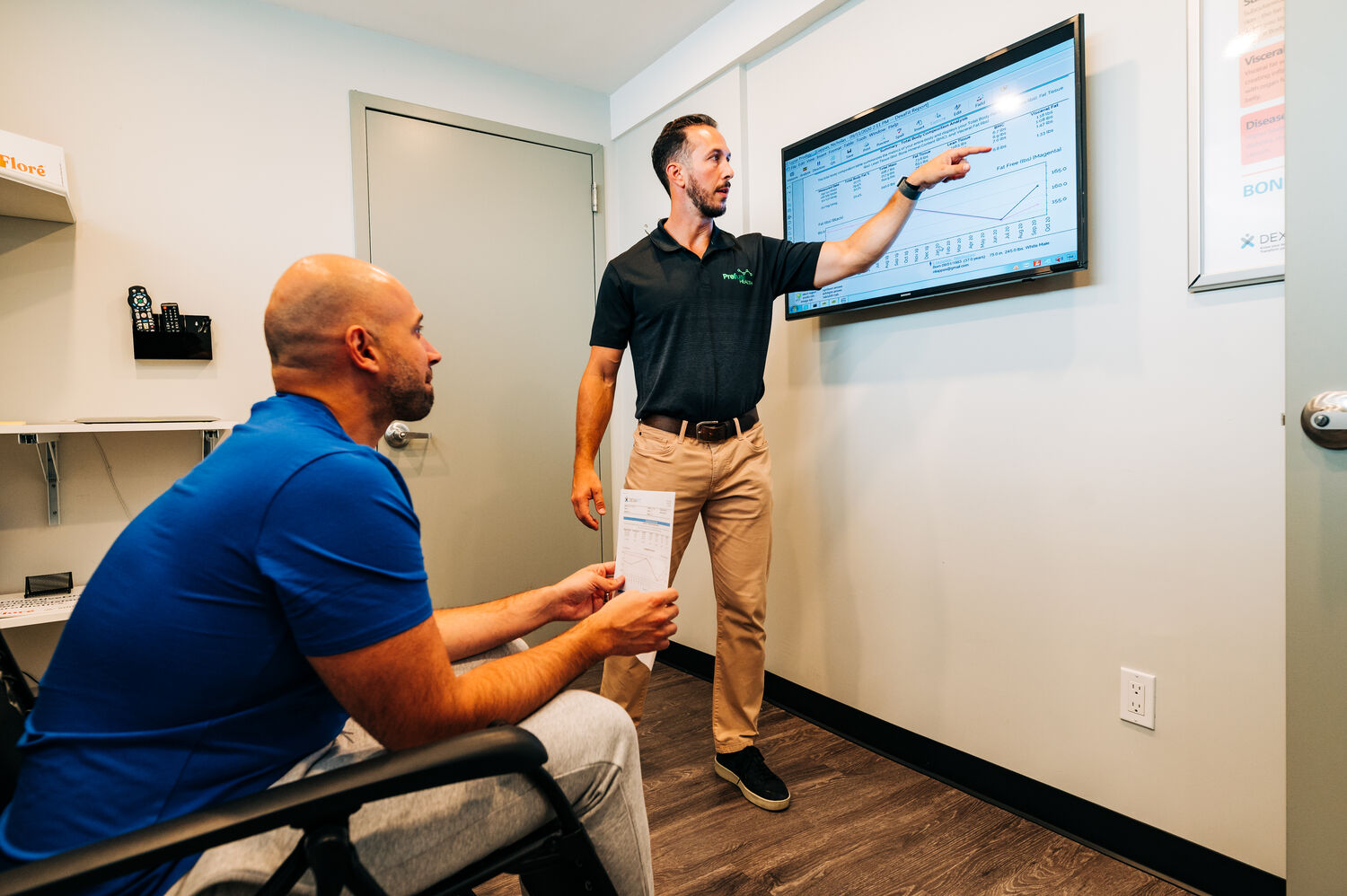 Coach reviewing results